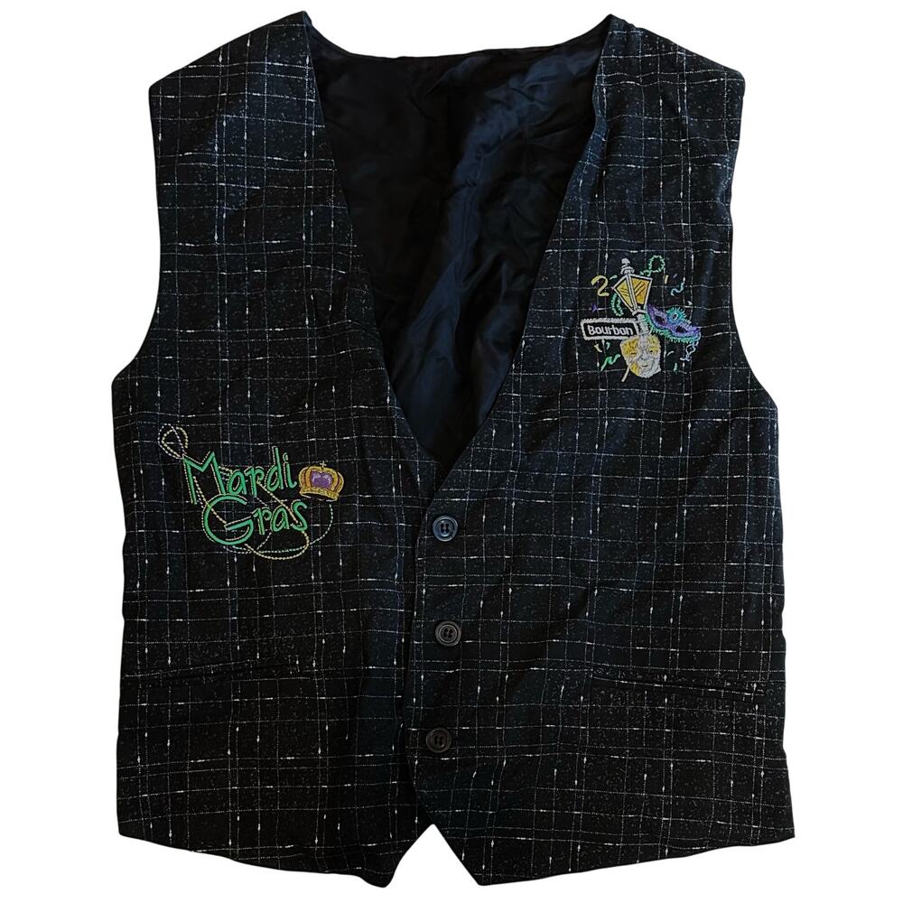 Rare Vintage Custom Embroidered Touch USA Mardi Gras Vest Bourbon St New Orleans